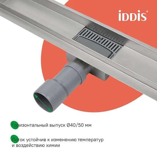 Душевой лоток IDDIS (975A6SB10DZ) горизонтальный выпуск, комбинированный затвор, перфорированная решетка, 600мм, хром Душевой лоток IDDIS (975A6SB10DZ) горизонтальный выпуск, комбинированный затвор, перфорированная решетка, 600мм, хром