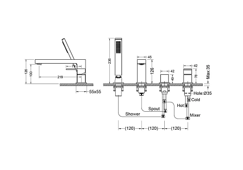 Смеситель на борт ванны Aquatek ЛИБРА AQ1648MB Черный матовый Смеситель на борт ванны Aquatek ЛИБРА AQ1648MB Черный матовый