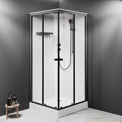 Душевая кабина AM.PM X-Joy W94C-403-090BT 90x90, профиль черный матовый, стекло прозрачное Душевая кабина AM.PM X-Joy W94C-403-090BT 90x90, профиль черный матовый, стекло прозрачное