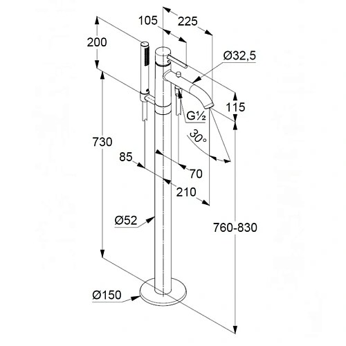 Смеситель для ванны Kludi BOZZ 38590N076 брашированное золото Смеситель для ванны Kludi BOZZ 38590N076 брашированное золото