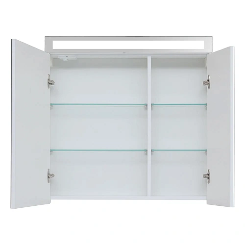 Зеркальный шкаф DREJA MAX, 80 см, 2 дверцы, 4 стеклянные полки, белый глянец 77.9009W Зеркальный шкаф DREJA MAX, 80 см, 2 дверцы, 4 стеклянные полки, белый глянец 77.9009W