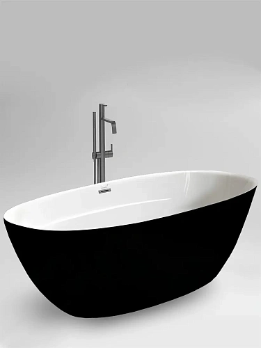 Ванна отдельностоящая Ceruttispa GRETA170GMB CT10878 1700x800x600 акриловая, черная матовая снаружи, белая внутри, со сливом-переливом Ванна отдельностоящая Ceruttispa GRETA170GMB CT10878 1700x800x600 акриловая, черная матовая снаружи, белая внутри, со сливом-переливом
