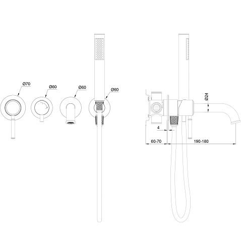 Смеситель для ванны Wonzon & Woghand TOR встраиваемый, розовое золото (WW-88889073-RG) Смеситель для ванны Wonzon & Woghand TOR встраиваемый, розовое золото (WW-88889073-RG)