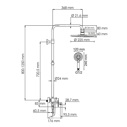 Душевая система WasserKRAFT A185.067.058.WM белый Душевая система WasserKRAFT A185.067.058.WM белый