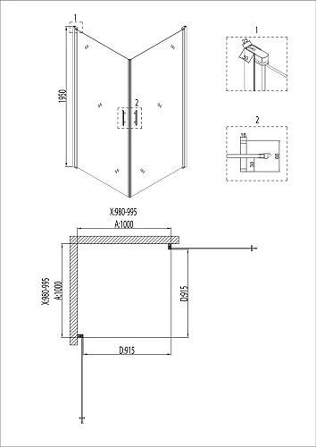 Душевой уголок Niagara Nova NG-6804-08 BLACK (100x100x195) квадратная, двери распашные, 68040811BLACK Душевой уголок Niagara Nova NG-6804-08 BLACK (100x100x195) квадратная, двери распашные, 68040811BLACK