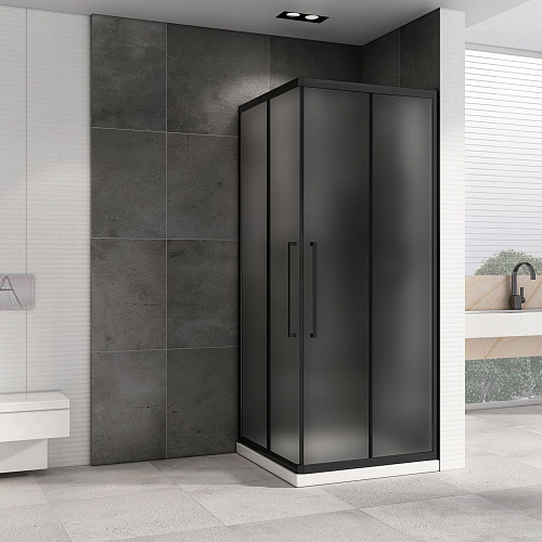 Душевой уголок ABBER Schwarzer Diamant AG02090BMH 90x90 см универсальный, профиль черный, стекло матовое Душевой уголок ABBER Schwarzer Diamant AG02090BMH 90x90 см универсальный, профиль черный, стекло матовое