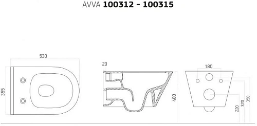 Унитаз подвесной Boheme Avva 972-2-W с функцией биде белый глянец без сиденья Унитаз подвесной Boheme Avva 972-2-W с функцией биде белый глянец без сиденья