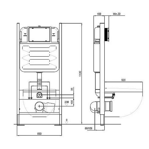 Инсталляция для унитаза Aquatek ECO Standart 1130x500x100+звукоиз.проклад(без верхней планки) INS-0000014 Инсталляция для унитаза Aquatek ECO Standart 1130x500x100+звукоиз.проклад(без верхней планки) INS-0000014