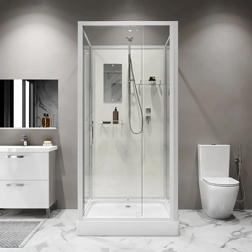 Душевая кабина Niagara Standart ST80/15Q/BK (80х80х200) квадрат, поддон 15см, распашная, проф.белый, без крыши Душевая кабина Niagara Standart ST80/15Q/BK (80х80х200) квадрат, поддон 15см, распашная, проф.белый, без крыши