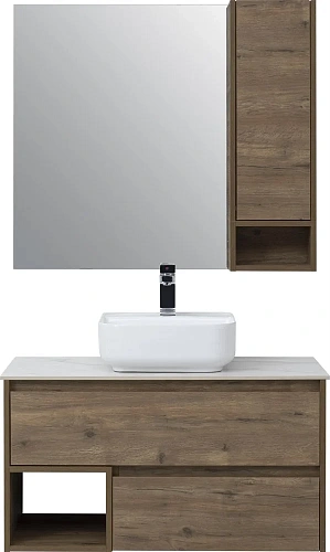 Комплект мебели STWORKI Карлстад 90 дуб рустикальный, простоун беж, в стиле лофт, подвесная, российс 425512 Комплект мебели STWORKI Карлстад 90 дуб рустикальный, простоун беж, в стиле лофт, подвесная, российс 425512