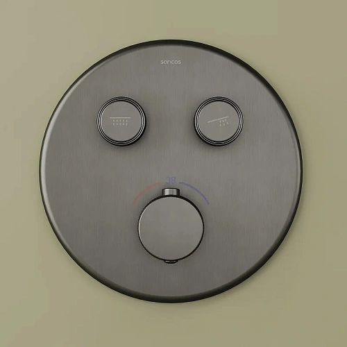 Душевая система Sancos Space SC3006GMG встраиваемый с термостатом, вороненая сталь Душевая система Sancos Space SC3006GMG встраиваемый с термостатом, вороненая сталь