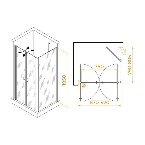 Душевой уголок RGW PA-144 (PA-104+Z-050-2+O-204) 900x800 мм 060814498-11 хром Easy Clean Душевой уголок RGW PA-144 (PA-104+Z-050-2+O-204) 900x800 мм 060814498-11 хром Easy Clean
