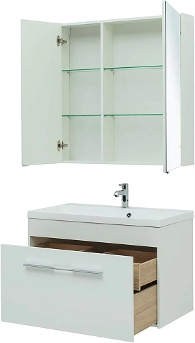 Тумба под раковину Aquanet Августа 90 белый (ручка хром) 00274019 Тумба под раковину Aquanet Августа 90 белый (ручка хром) 00274019