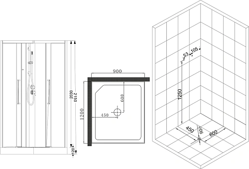 Душевая кабина Esbano MUSE (ESKM129CKRL) ESM-129CKR Left 120x90x215 Душевая кабина Esbano MUSE (ESKM129CKRL) ESM-129CKR Left 120x90x215