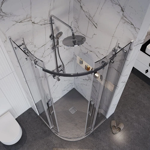 Душевой уголок GROSSMAN Classic 301.K33.04.9090.10.00 (90x90x195) полукруг,раздвиж,хром, стекло прозрачное Душевой уголок GROSSMAN Classic 301.K33.04.9090.10.00 (90x90x195) полукруг,раздвиж,хром, стекло прозрачное