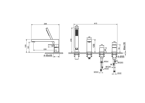 Смеситель на борт ванны Aquatek ЛИБРА AQ1648MB Черный матовый Смеситель на борт ванны Aquatek ЛИБРА AQ1648MB Черный матовый