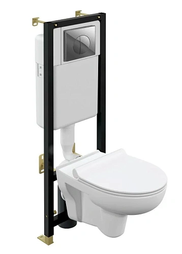 Комплект унитаза Cersanit NATURE (A64232) инсталляции BLACK и клавиши смыва LEON пластик хром 64232 Комплект унитаза Cersanit NATURE (A64232) инсталляции BLACK и клавиши смыва LEON пластик хром 64232