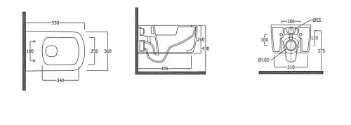 Унитаз подвесной Kludi RESA S 27WCW01O2 керамический без сиденья Унитаз подвесной Kludi RESA S 27WCW01O2 керамический без сиденья