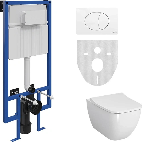 Комплект Унитаз подвесной VitrA Shift 7742B003-0075 тонкая крышка с микролифтом + Система инсталляци 555438 Комплект Унитаз подвесной VitrA Shift 7742B003-0075 тонкая крышка с микролифтом + Система инсталляци 555438