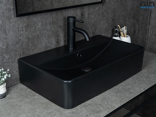 Раковина Gid Bm1344 53361 накладная черная матовая 61x35.5x14 Раковина Gid Bm1344 53361 накладная черная матовая 61x35.5x14