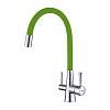 Картинка анонса товара «смеситель для кухни lemark comfort lm3075c-green с гибким изливом, с подключением к фильтру, хром/зеленый»