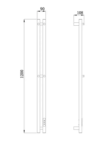 Полотенцесушитель электрический Raglo R350.12.09 настенный сенсорный узкий с терморегулятором, графит Полотенцесушитель электрический Raglo R350.12.09 настенный сенсорный узкий с терморегулятором, графит