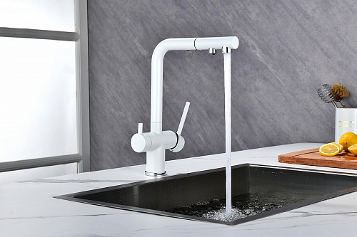 Смеситель для кухни Paulmark SERPENTINE белый матовый Se213222-WH Смеситель для кухни Paulmark SERPENTINE белый матовый Se213222-WH