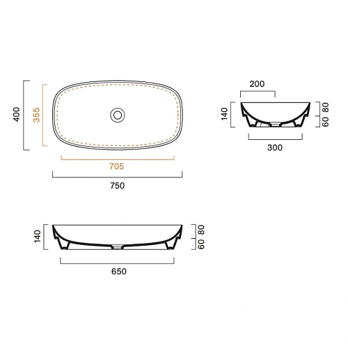 Раковина Catalano Alvea 0624750001 75x40 настольная/полувстраиваемая , белый глянцевый Раковина Catalano Alvea 0624750001 75x40 настольная/полувстраиваемая , белый глянцевый