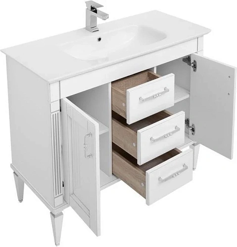 Комплект мебели Aquanet Селена 105 белый/серебро (3 ящика, 2 дверцы) 00233129 Комплект мебели Aquanet Селена 105 белый/серебро (3 ящика, 2 дверцы) 00233129