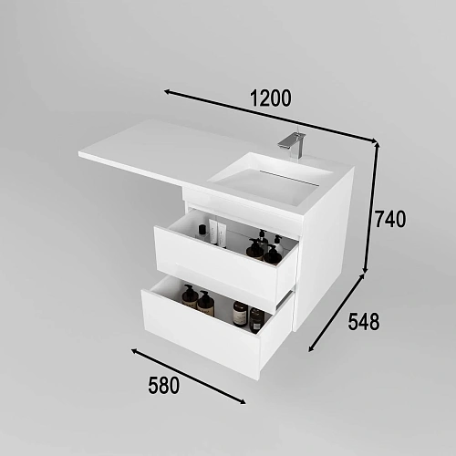 Тумба под раковину Style Line Даллас ЛЕОН 120, Люкс белая, PLUS подвесная СС-00002440 Тумба под раковину Style Line Даллас ЛЕОН 120, Люкс белая, PLUS подвесная СС-00002440