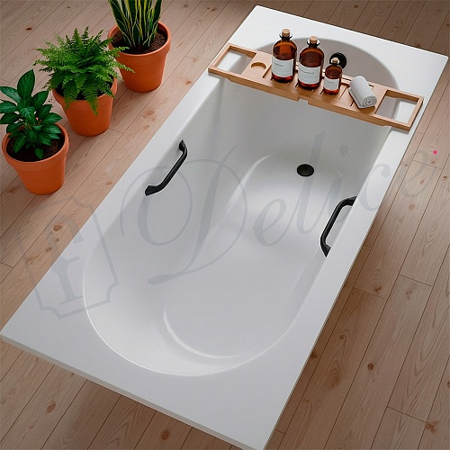 Ванна из искусственного камня Delice Bravo 150х70 DLR330036RB-G с черными ручками, глянцевая Ванна из искусственного камня Delice Bravo 150х70 DLR330036RB-G с черными ручками, глянцевая