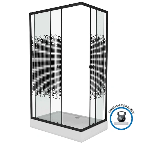 Душевой уголок Niagara Eco NG-012-14Q BLACK(1200х800х1950) низкий поддон (13см) стекло мозаика _0121452QB Душевой уголок Niagara Eco NG-012-14Q BLACK(1200х800х1950) низкий поддон (13см) стекло мозаика _0121452QB