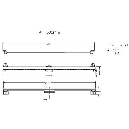 Душевой лоток BERGES SUPER Slim 600, матовый хром, S-сифон D50/105 H50 вертикальный 090052 Душевой лоток BERGES SUPER Slim 600, матовый хром, S-сифон D50/105 H50 вертикальный 090052