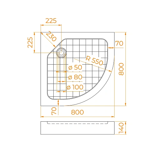 Душевой поддон RGW SMC SMC/R W 800x800 мм 57350488-01 полукруглый белый Душевой поддон RGW SMC SMC/R W 800x800 мм 57350488-01 полукруглый белый
