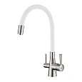 Смеситель для кухни Lemark Comfort LM3075BN-White с гибким изливом, с подключением к фильтру, никель Смеситель для кухни Lemark Comfort LM3075BN-White с гибким изливом, с подключением к фильтру, никель