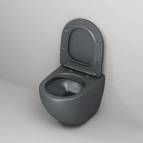 Унитаз подвесной GROSSMAN GR-4455GMS Color 495x365x375 серый матовый безободковый с тонкой крышкой Унитаз подвесной GROSSMAN GR-4455GMS Color 495x365x375 серый матовый безободковый с тонкой крышкой