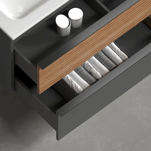 Тумба под раковину Sancos Delta DL80GR 790х445х500 дуб красный/графит, подвесная Тумба под раковину Sancos Delta DL80GR 790х445х500 дуб красный/графит, подвесная