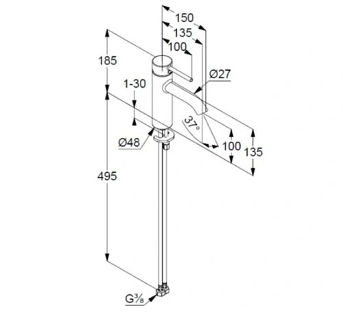 Смеситель для раковины Kludi BOZZ 38282N576 брашированный никель Смеситель для раковины Kludi BOZZ 38282N576 брашированный никель