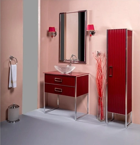 Шкаф-пенал Armadi Art MONACO 868-RCR-R бордо глянец + хром R Шкаф-пенал Armadi Art MONACO 868-RCR-R бордо глянец + хром R