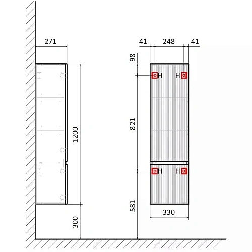 Шкаф-пенал AQUAme S1 AQM9001BG бежевый Шкаф-пенал AQUAme S1 AQM9001BG бежевый