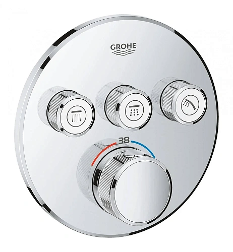 Смеситель для душа GROHE Grohtherm SmartControl на 3 выхода, хром (29121000) внешняя часть термостат Смеситель для душа GROHE Grohtherm SmartControl на 3 выхода, хром (29121000) внешняя часть термостат