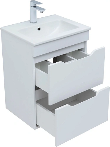 Тумба под раковину Aquanet Практика 50 белый матовый 2 ящика 00330455 напольная/подвесная Тумба под раковину Aquanet Практика 50 белый матовый 2 ящика 00330455 напольная/подвесная