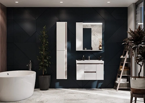 Шкаф-пенал Aquaton Рене белый, грецкий орех 1A222003NRC80 Шкаф-пенал Aquaton Рене белый, грецкий орех 1A222003NRC80