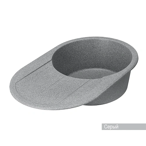 Кухонная мойка Aquaton Амира 1A712932AI230 из литого мрамора, круглая, с крылом серая Кухонная мойка Aquaton Амира 1A712932AI230 из литого мрамора, круглая, с крылом серая