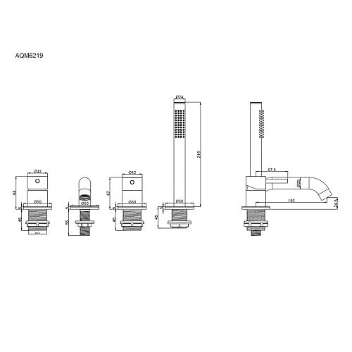 Смеситель на борт ванны AQUAme Siena AQM6219BN никель шлифованный Смеситель на борт ванны AQUAme Siena AQM6219BN никель шлифованный