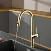 Смеситель для кухни AQUAme Cucina AQM9905BG с выдвижным изливом, с подключением к фильтру с питьевой водой, золото шлифованное Смеситель для кухни AQUAme Cucina AQM9905BG с выдвижным изливом, с подключением к фильтру с питьевой водой, золото шлифованное