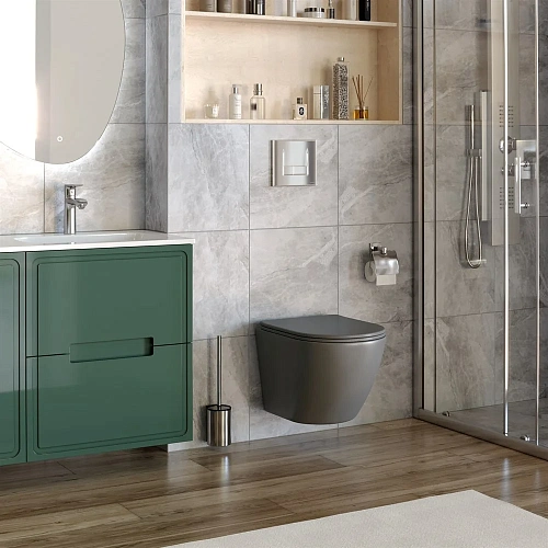 Унитаз подвесной Taliente Amato матовый серый, с крышкой микролифт AM25010 Grigio Унитаз подвесной Taliente Amato матовый серый, с крышкой микролифт AM25010 Grigio