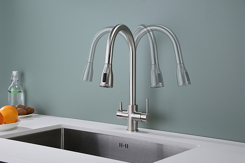 Смеситель для кухни Paulmark LANGE брашированная сталь La214212-BS Смеситель для кухни Paulmark LANGE брашированная сталь La214212-BS