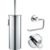 Комплект аксессуаров Wonzon & Woghand хром (WW-8100-CR) из 3 предметов (крючок, держатель для бумаги, ершик) Комплект аксессуаров Wonzon & Woghand хром (WW-8100-CR) из 3 предметов (крючок, держатель для бумаги, ершик)