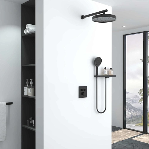 Душевая система Vincea Inspire VSFW-3I21MT2RMB встраиваемый, термостатический, двухрежимный, черный Душевая система Vincea Inspire VSFW-3I21MT2RMB встраиваемый, термостатический, двухрежимный, черный